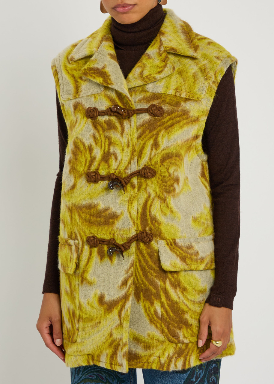 Etro Floral-jacquard Toggle Waistcoat In Animal Print