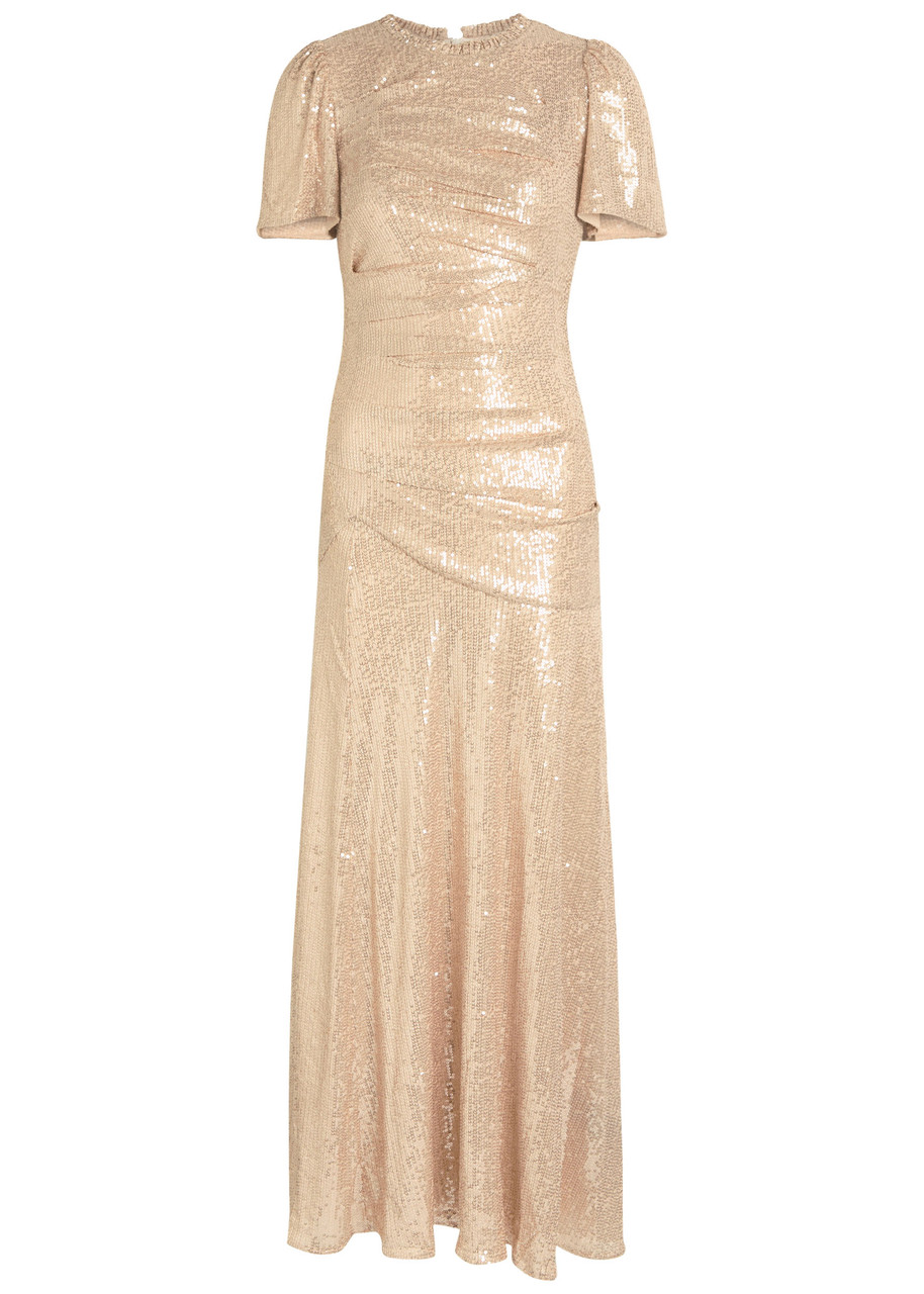 Needle & Thread Valentina Sequin-embellished Stretch-tulle Gown In Black