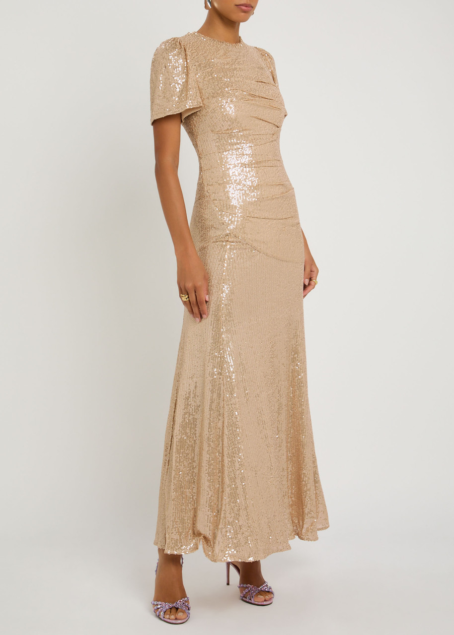 Needle & Thread Valentina Sequin-embellished Stretch-tulle Gown In Black