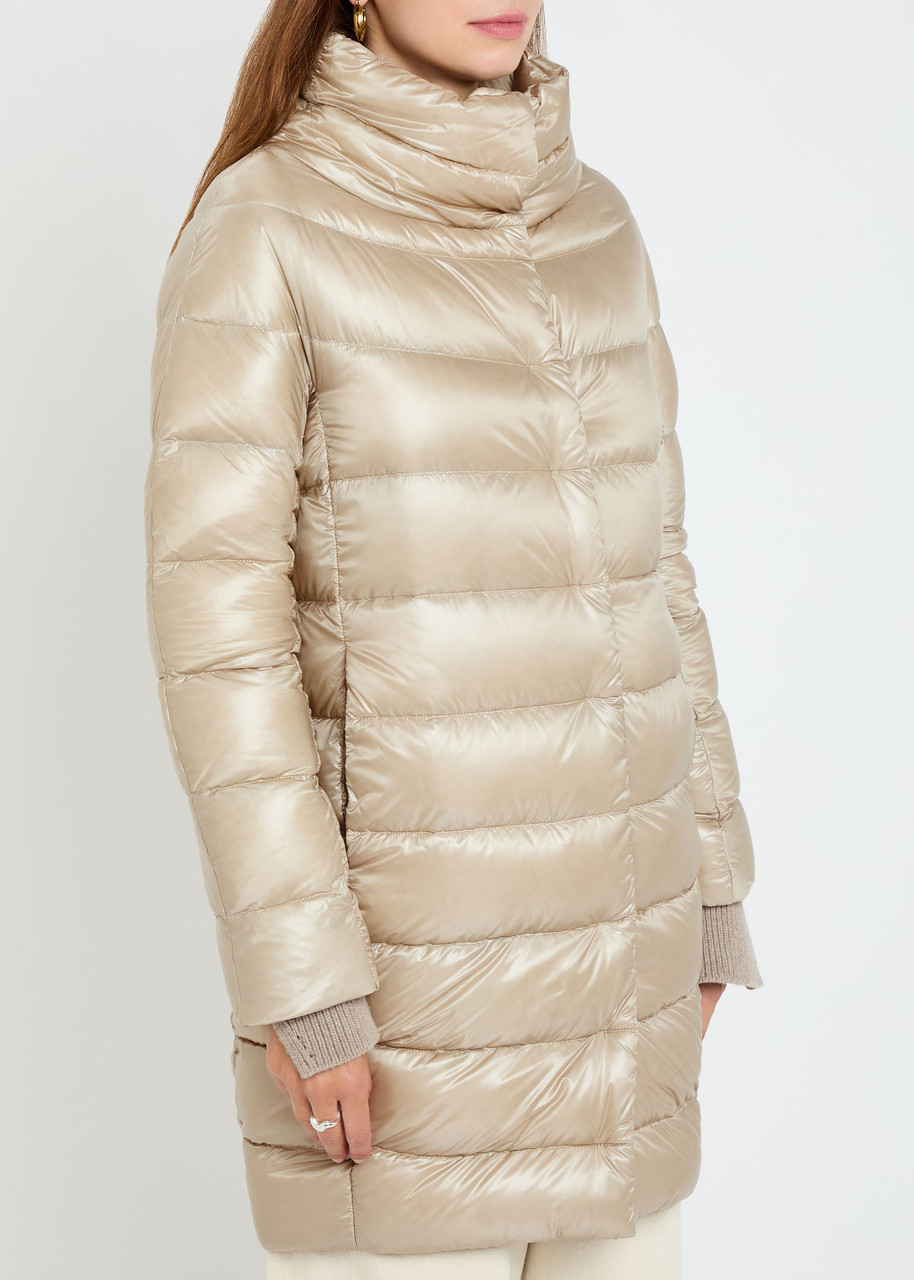 Herno Quilted Shell Coat In Neutral