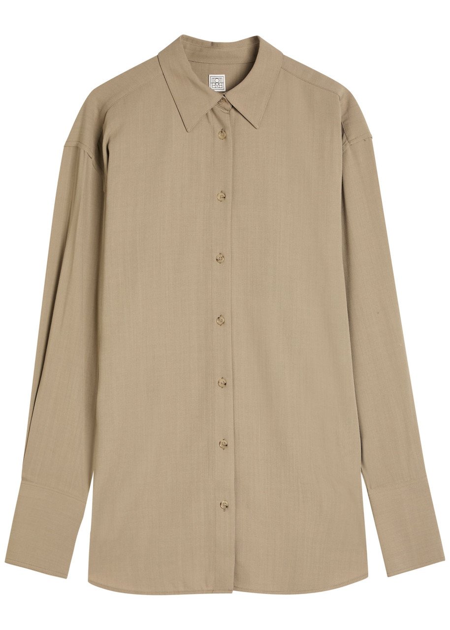 Totême Classic Wool Blend Tuxedo Shirt In Neutral