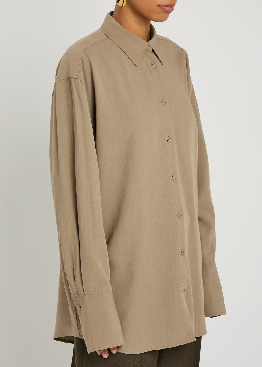 Totême Classic Wool Blend Tuxedo Shirt In Neutral