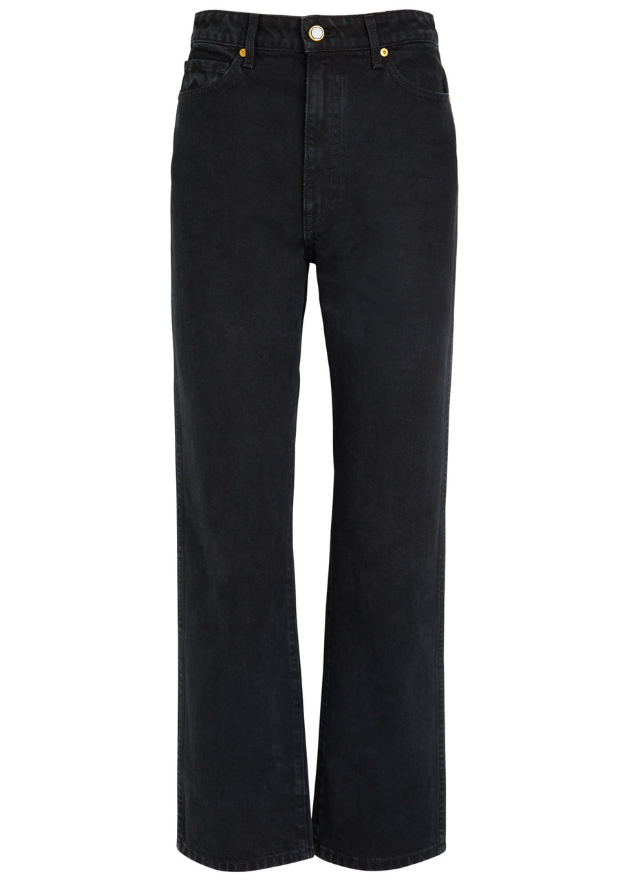 Khaite Kyle Straight Cotton Denim Jeans In Black