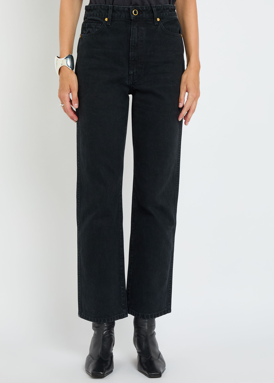 Khaite Kyle Straight Cotton Denim Jeans In Black