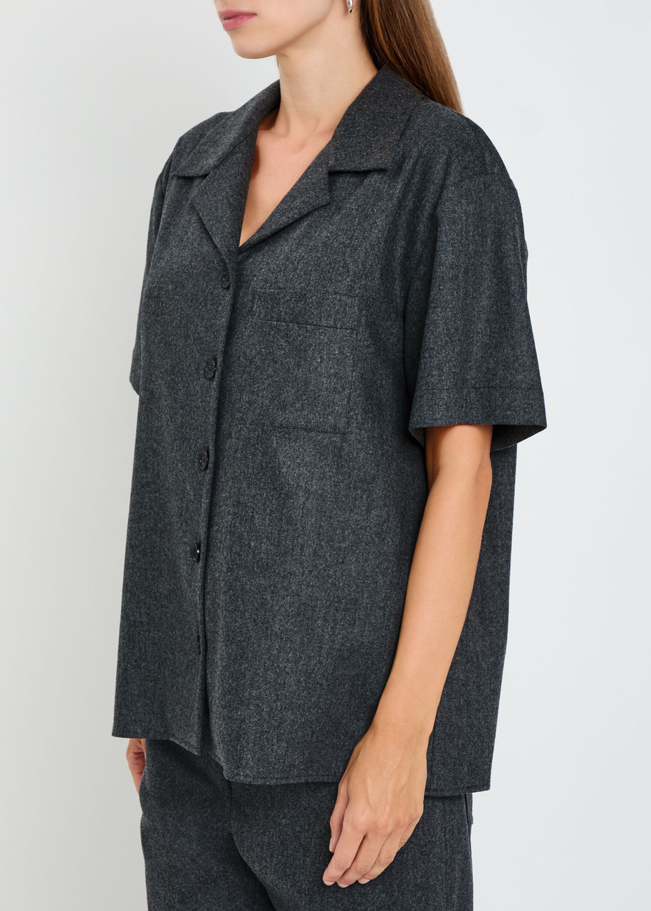 Khaite Riordan Melange Wool-blend Shirt In Black