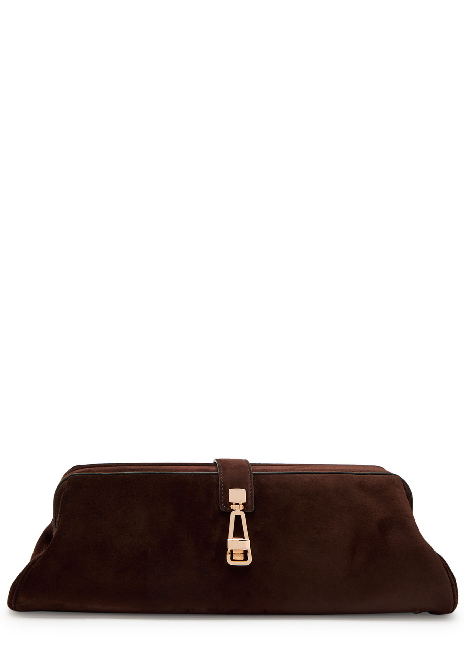 Gabriela Hearst Baguette Suede Clutch bag - Dark Brown - One Size