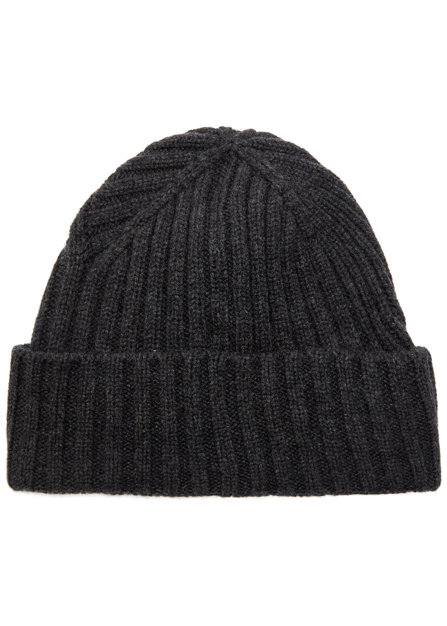 Jacquemus Le Bonnet Tourni Grey Beanie With Turn-up Brim And Logo Lettering On The Front In Wool Man In Black