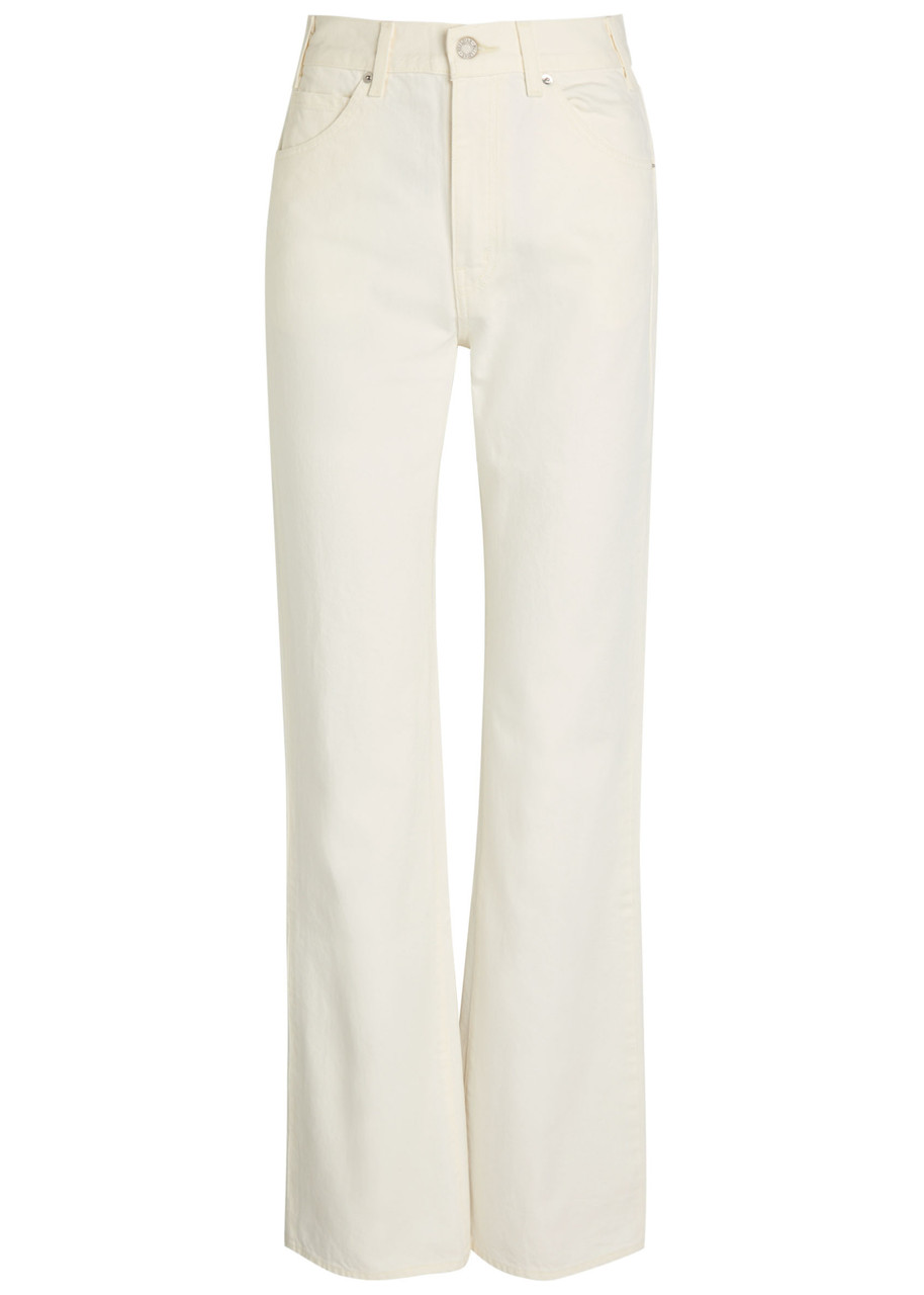 Nili Lotan Calla Frayed High-rise Straight-leg Jeans In Multi