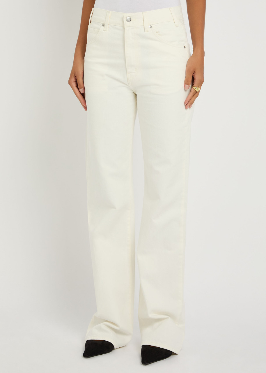 Nili Lotan Calla Frayed High-rise Straight-leg Jeans In Multi