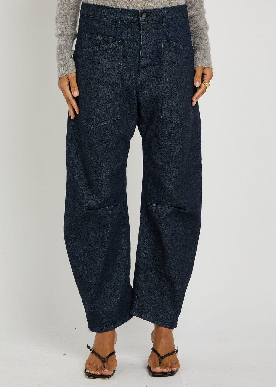 Nili Lotan Shon Darted Barrel-leg Jeans In Animal Print