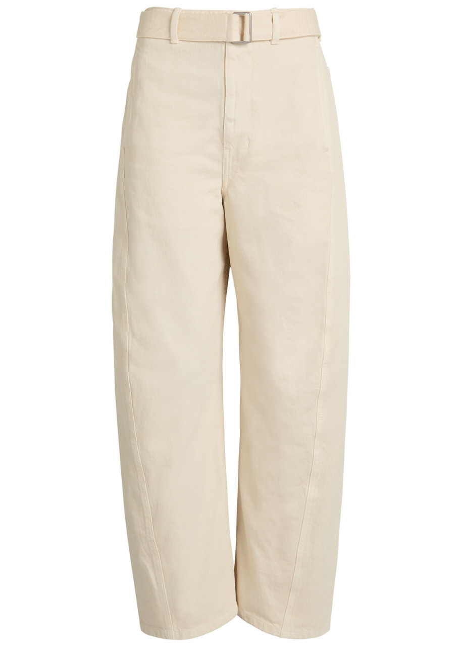 Lemaire Twisted Belted Denim Trousers In Neutral