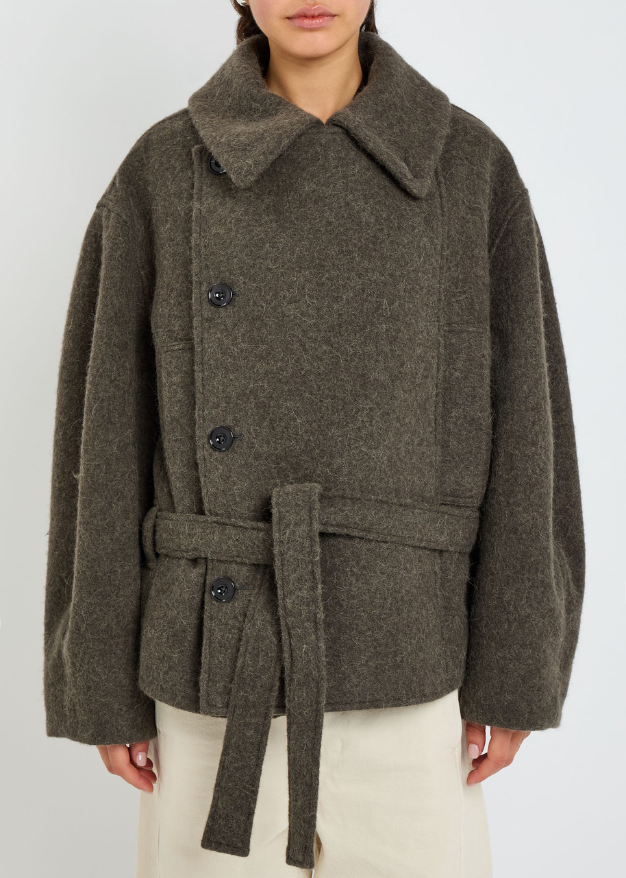 Lemaire Textured Wool And Alpaca-blend Coat In Brown
