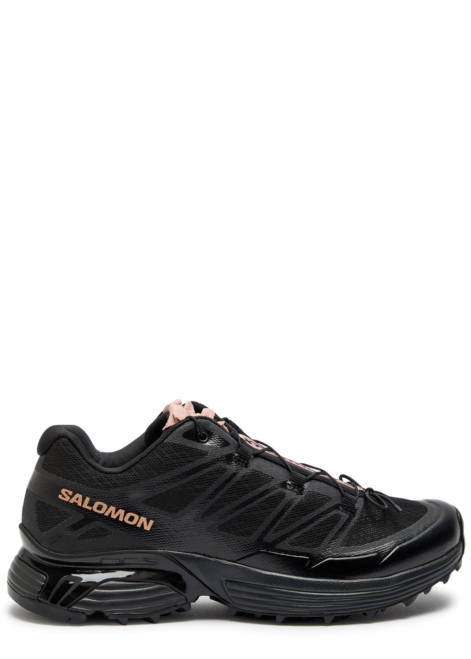 Salomon Xt-pathway 2 Panelled Satin And Mesh Sneakers In Black