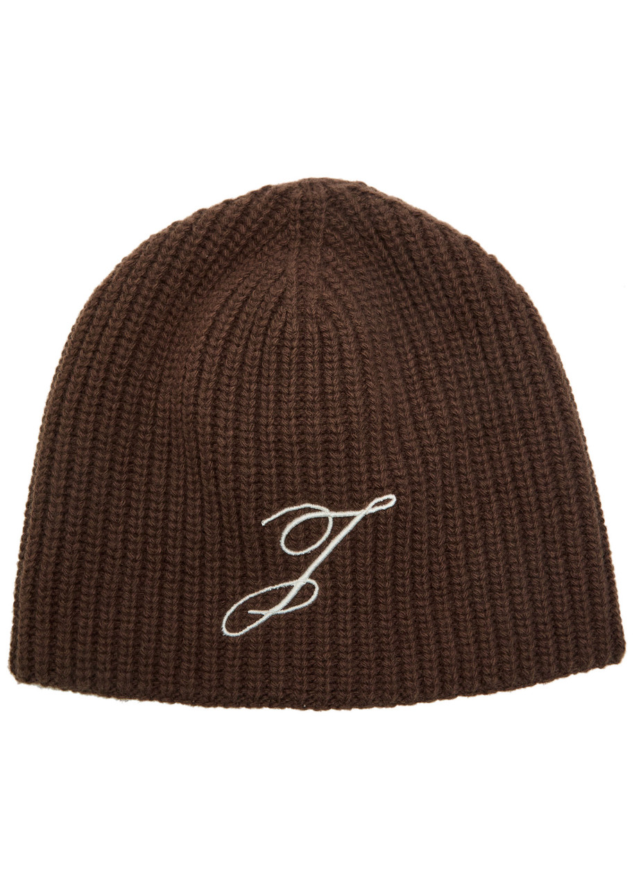 Jacquemus Le Bonnet Espiral Ribbed Wool Beanie In Brown