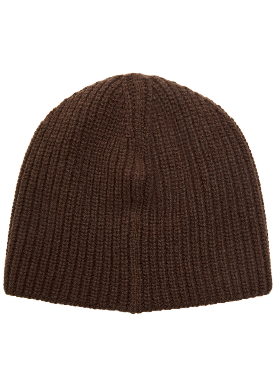 Jacquemus Le Bonnet Espiral Ribbed Wool Beanie In Brown
