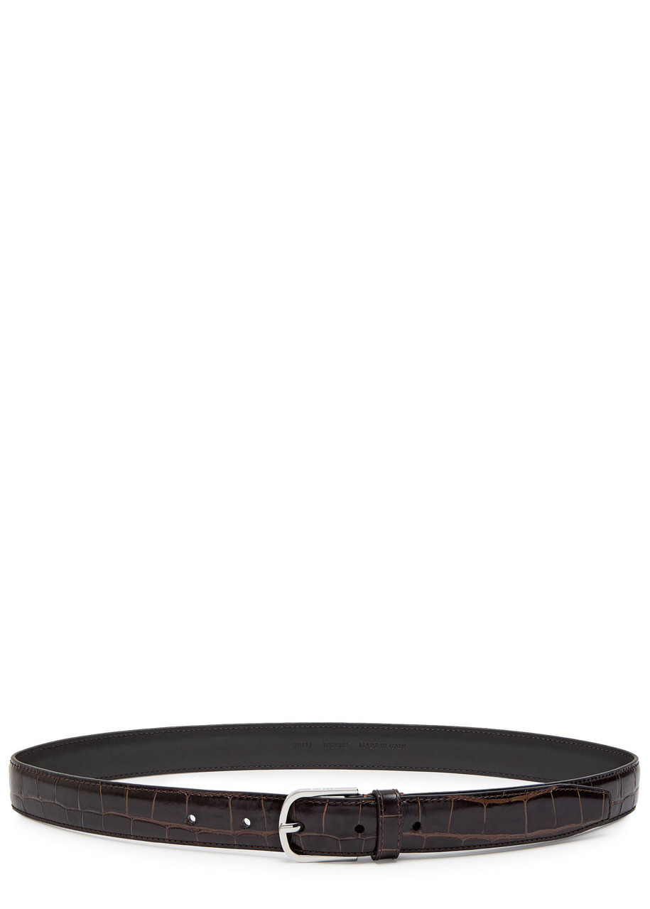 Toteme Crocodile-effect Leather Belt - Chocolate - 70 (UK 6 / XS)