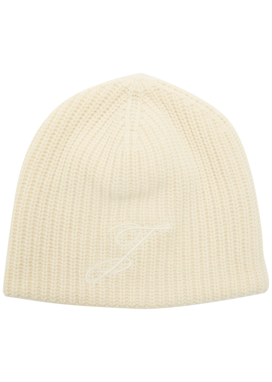 Jacquemus Womens Off-white Espiral Ribbed Wool Beanie In White