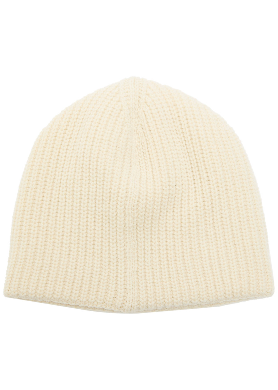 Jacquemus Womens Off-white Espiral Ribbed Wool Beanie In White