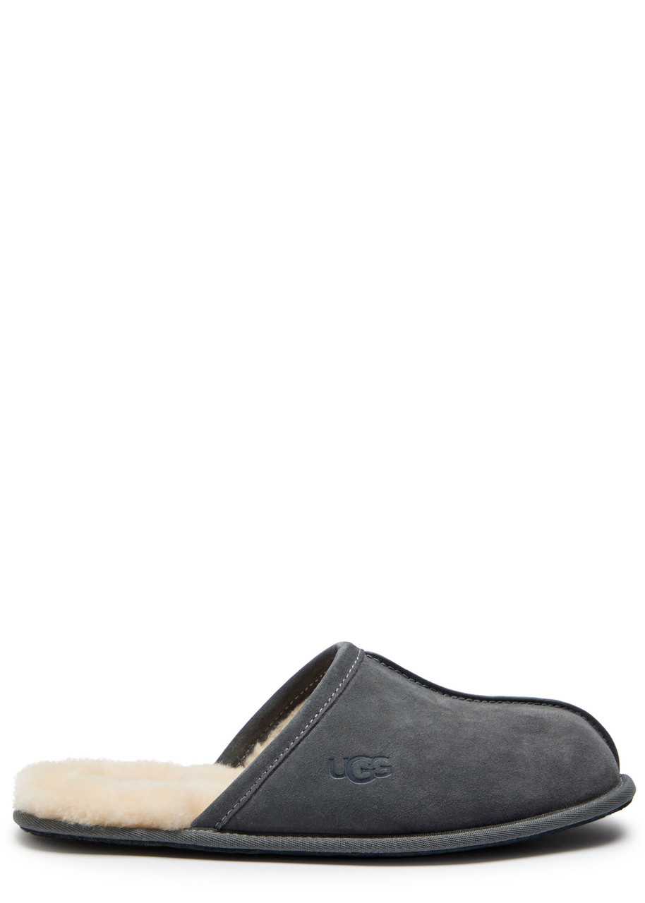 Ugg Scuff Mens Suede Slip On Scuff Slippers In Gray