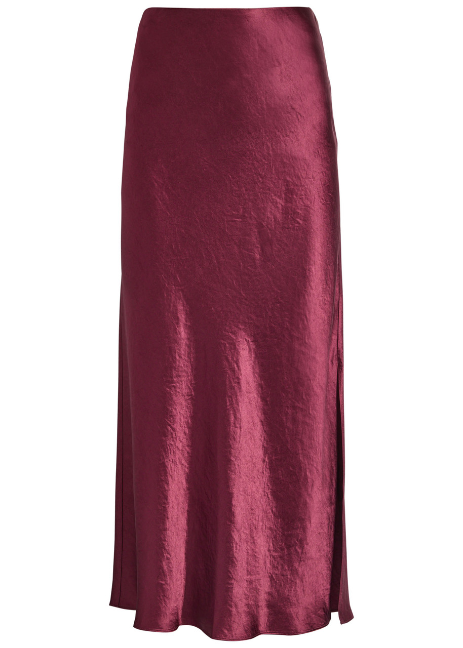 Vince Side Slit Matte Satin Slip Skirt In Pink