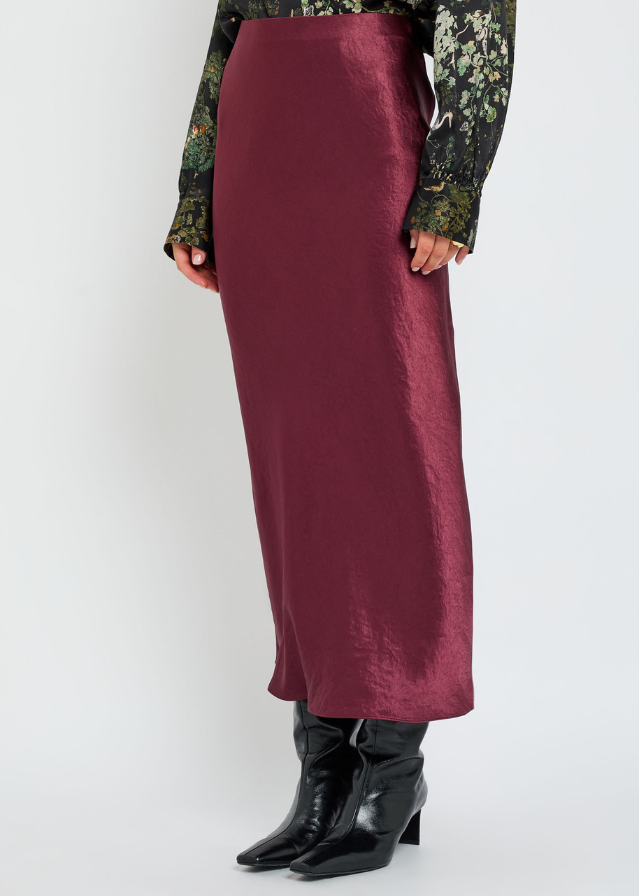 Vince Side Slit Matte Satin Slip Skirt In Pink