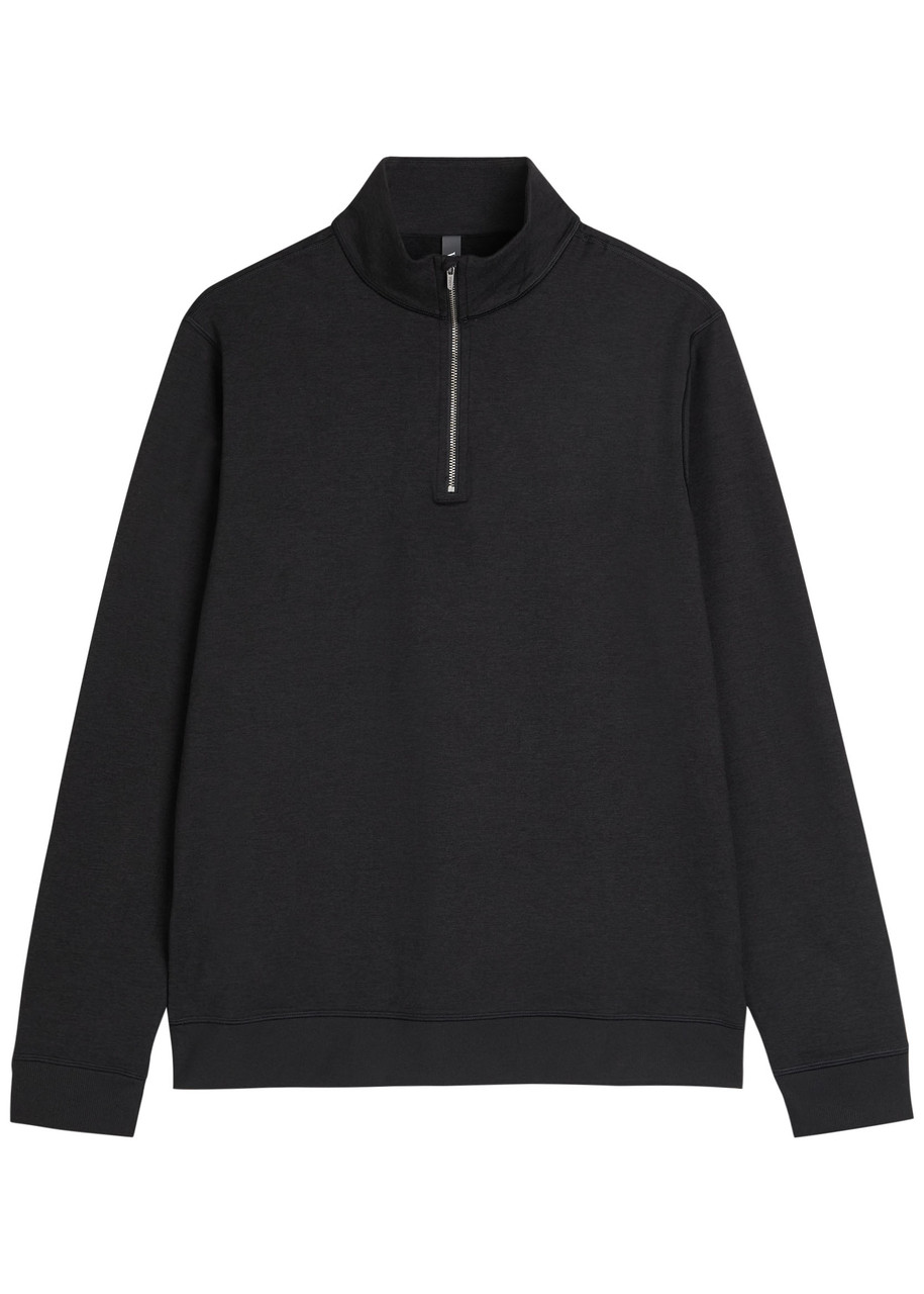 Vuori Mens Black Heather Coronado Half-zip Stretch-jersey Sweatshirt In Black