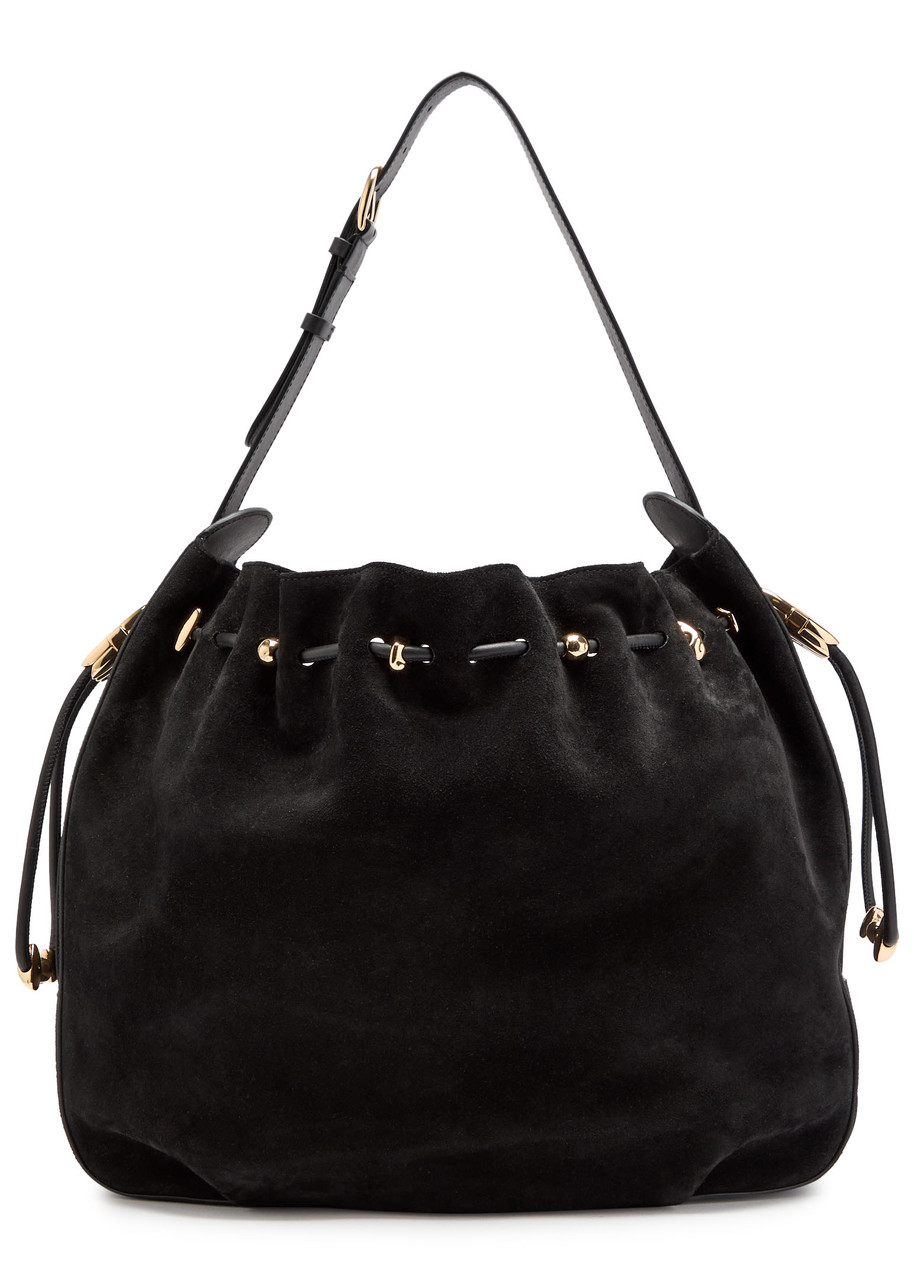Zimmermann Halcyon Large Suede Shoulder Bag In Black