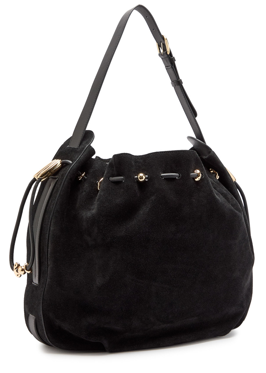 Zimmermann Halcyon Large Suede Shoulder Bag In Black