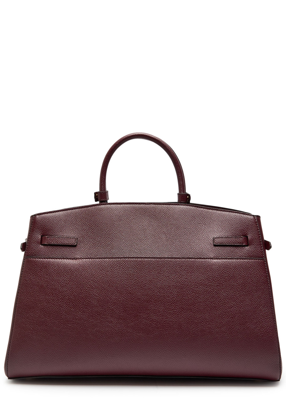 Demellier The Hudson Grained Leather Top Handle Bag In Burgundy