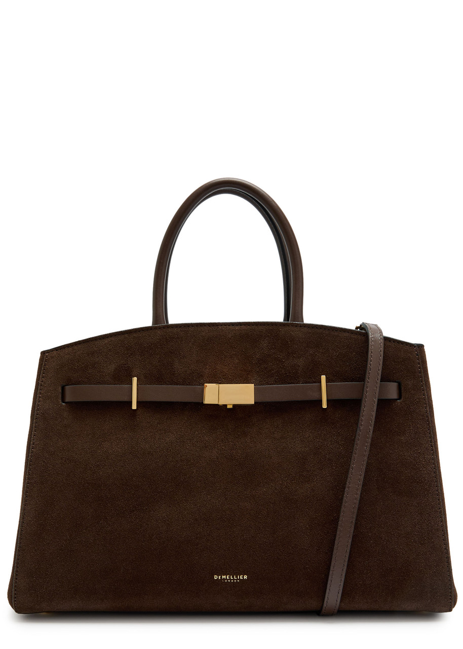 Demellier The Hudson Midi Suede top Handle bag - Dark Brown - One Size