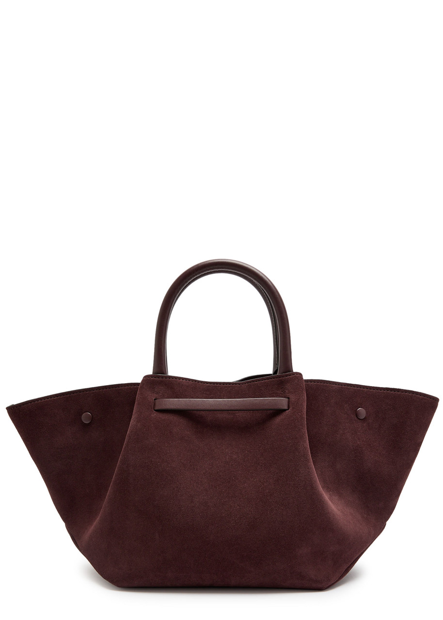 Demellier New York Midi Suede Tote In Burgundy