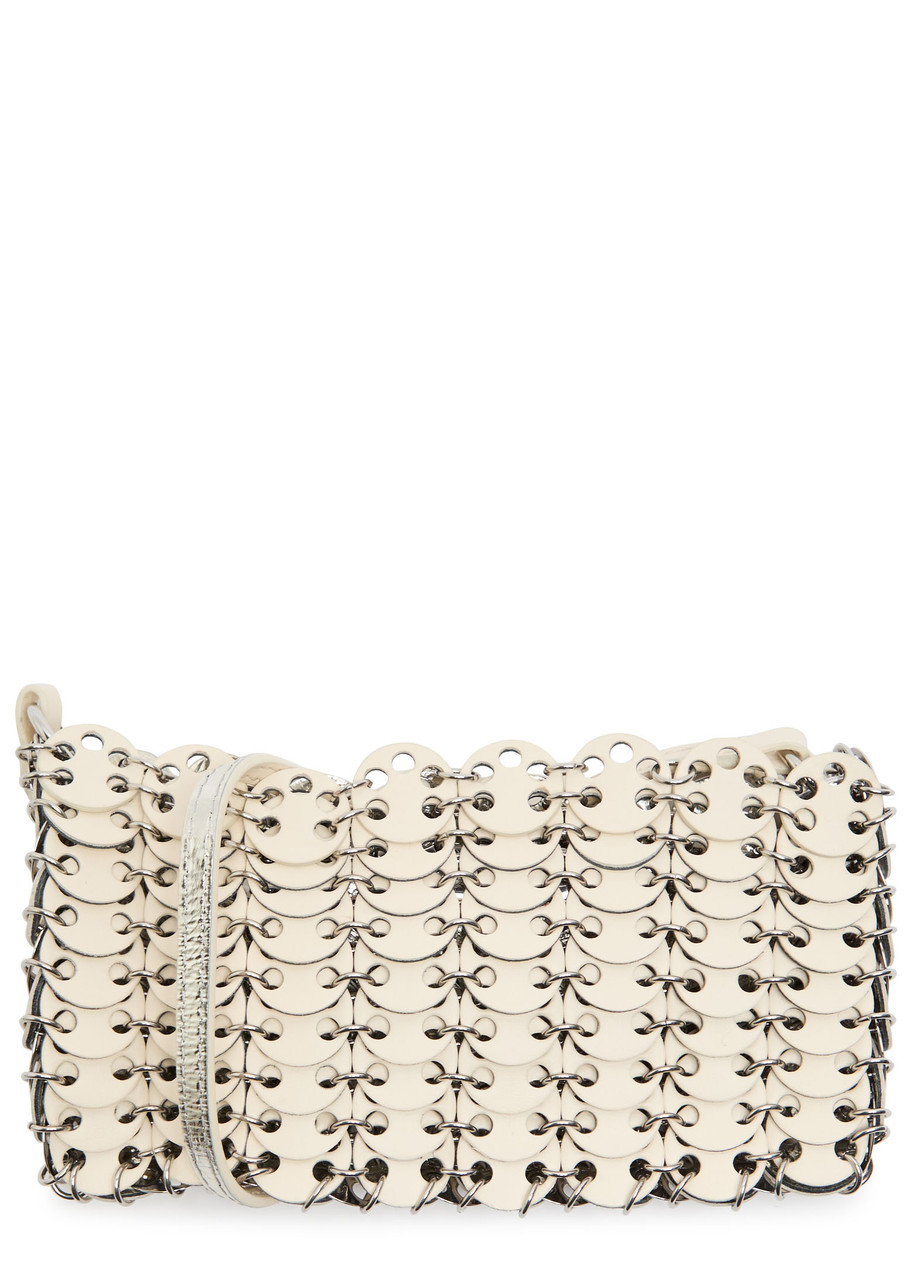 Rabanne 1969 Reversible Nano Flip Leather Shoulder Bag In White