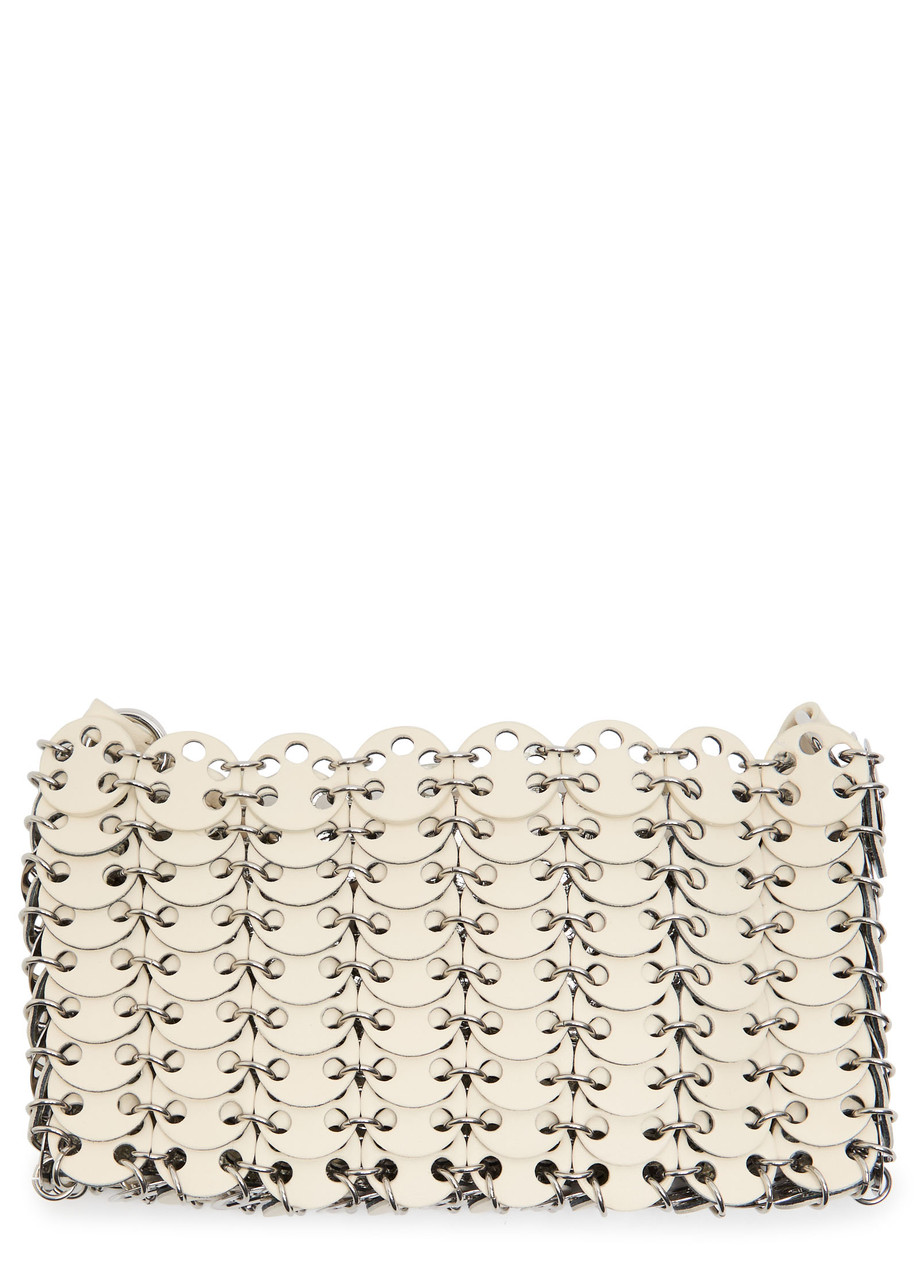 Rabanne 1969 Reversible Nano Flip Leather Shoulder Bag In White