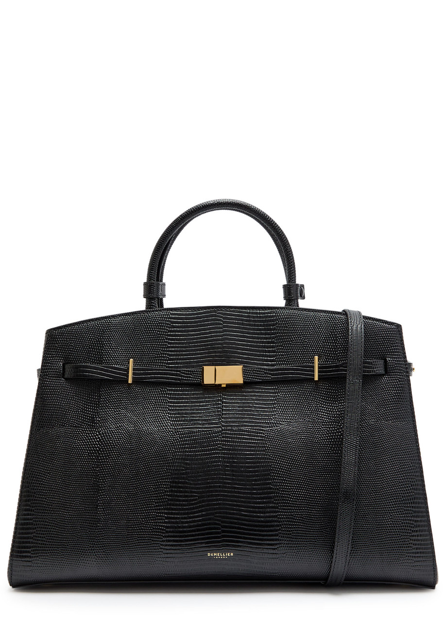 Demellier The Hudson Lizard-effect Leather top Handle bag - Black - One Size