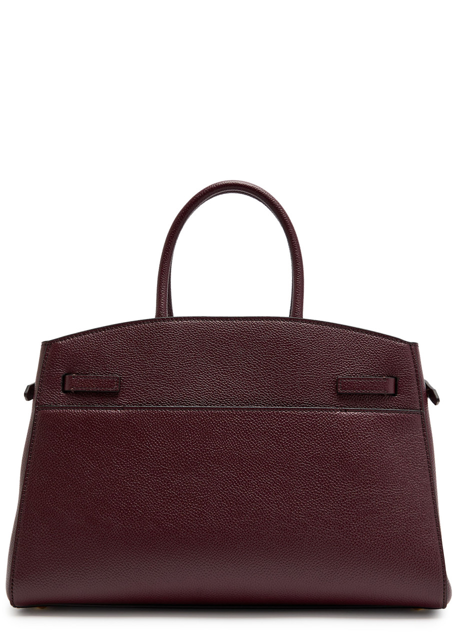Demellier The Hudson Midi Grained Leather Top Handle Bag In Burgundy