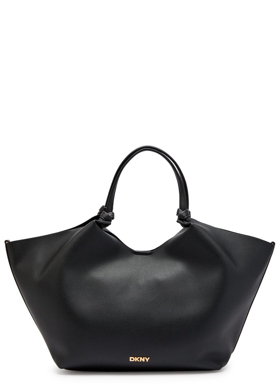 Dkny Paula Large Grained Leather Tote Bag In Black