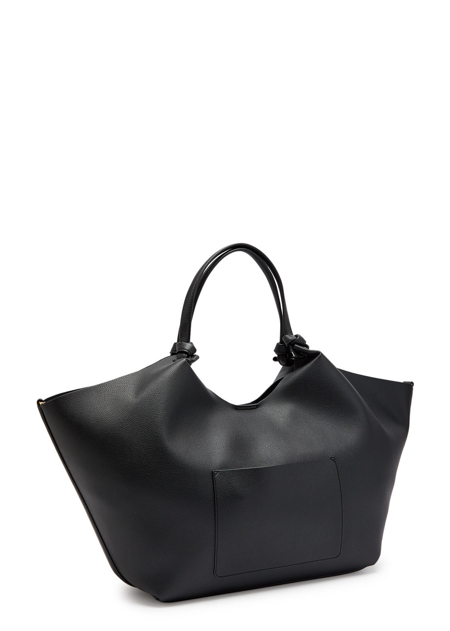 Dkny Paula Large Grained Leather Tote Bag In Black