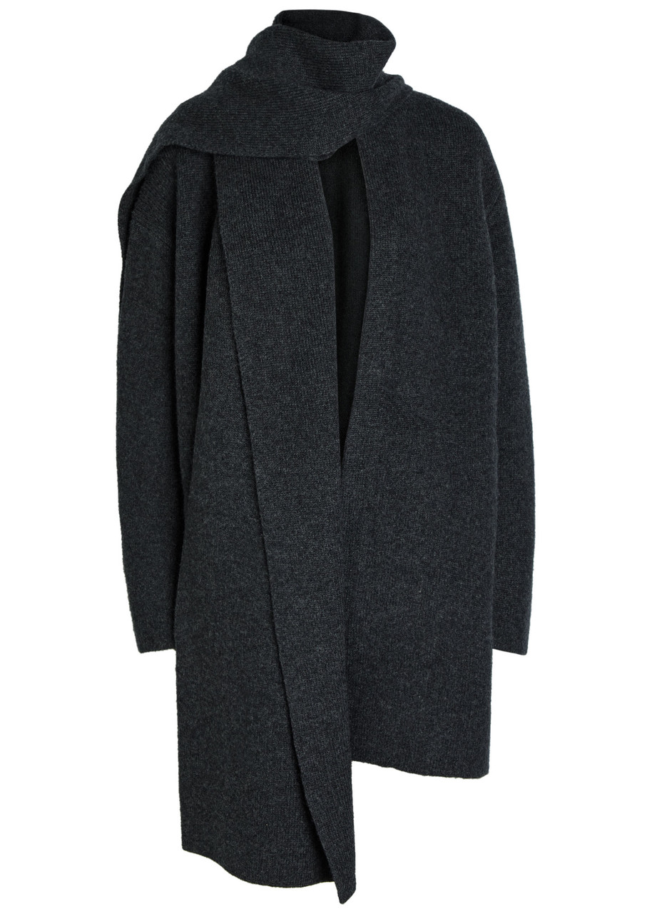 Vince Scarf-effect Knit Cardigan In Black