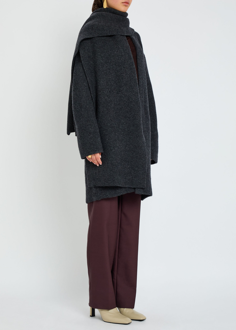 Vince Scarf-effect Knit Cardigan In Black