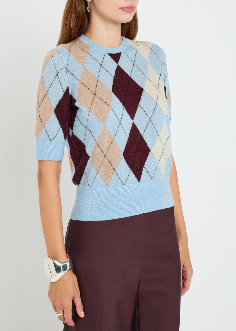 Khaite Anders Argyle Cashmere And Mohair-blend Top In Blue