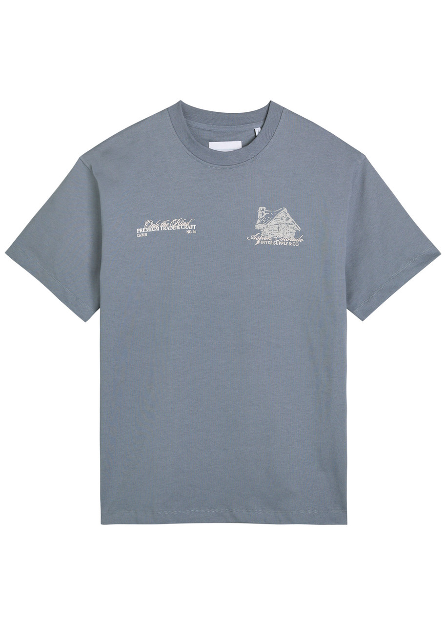 Only The Blind Blue Summit Printed Cotton T-shirt In Gray