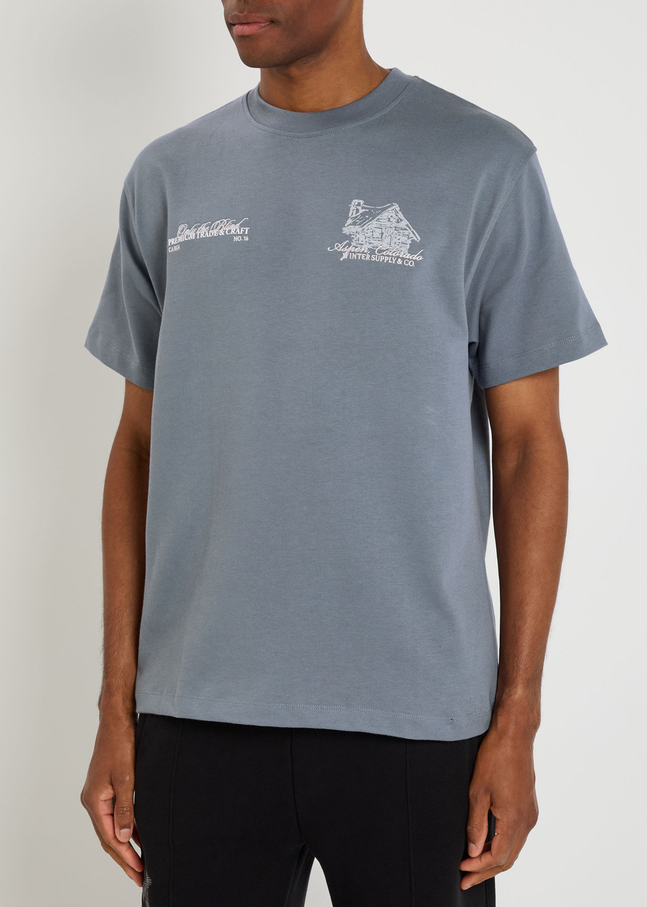 Only The Blind Blue Summit Printed Cotton T-shirt In Gray