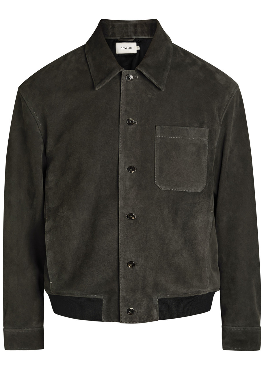 Frame Suede Bomber Jacket In Gray