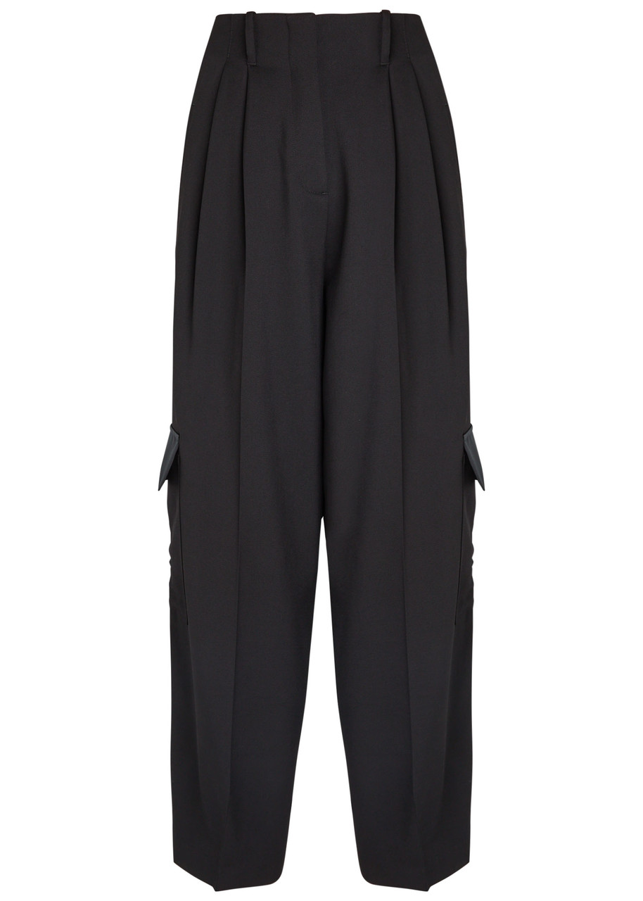Wales Bonner Reverb Pleated Wool Gabardine Trousers In Black