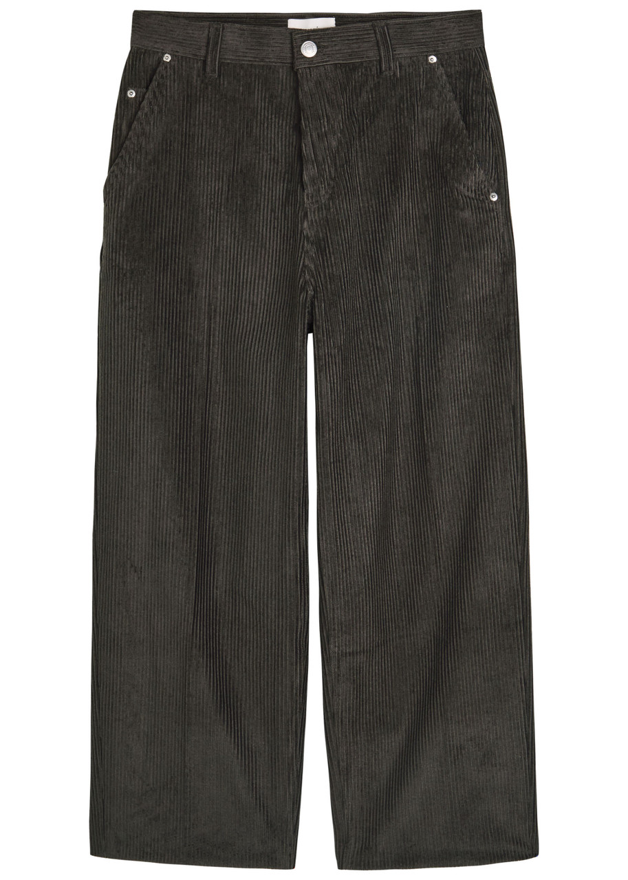Ami Alexandre Mattiussi Ami Paris Corduroy Straight-leg Trousers In Gray
