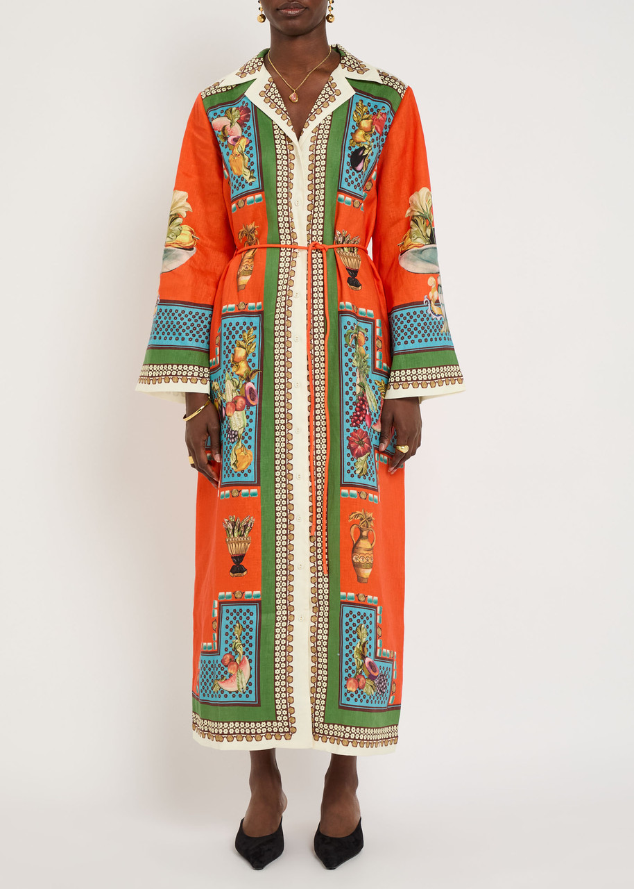 Alemais Womens Multi Rocco Graphic-pattern Flax Midi Shirt Dress In Multi