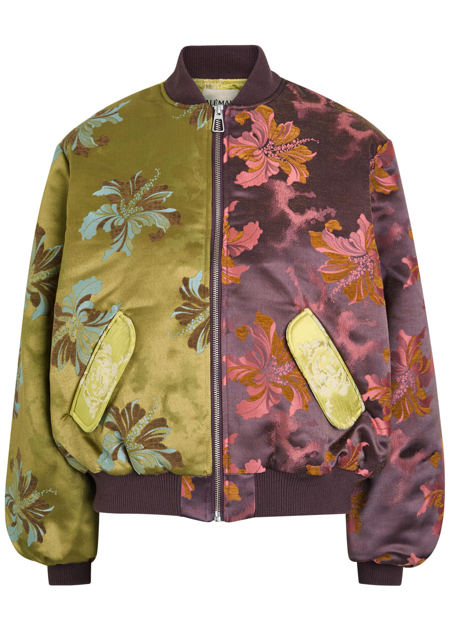 Alemais Adriana Quilted Floral-jacquard Bomber Jacket In Multi