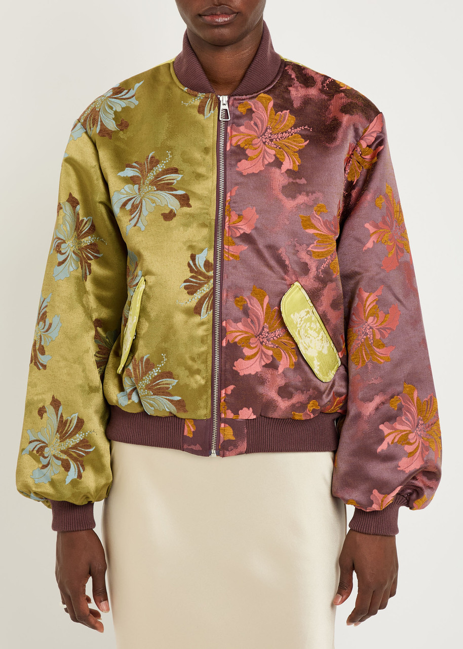 Alemais Adriana Quilted Floral-jacquard Bomber Jacket In Multi
