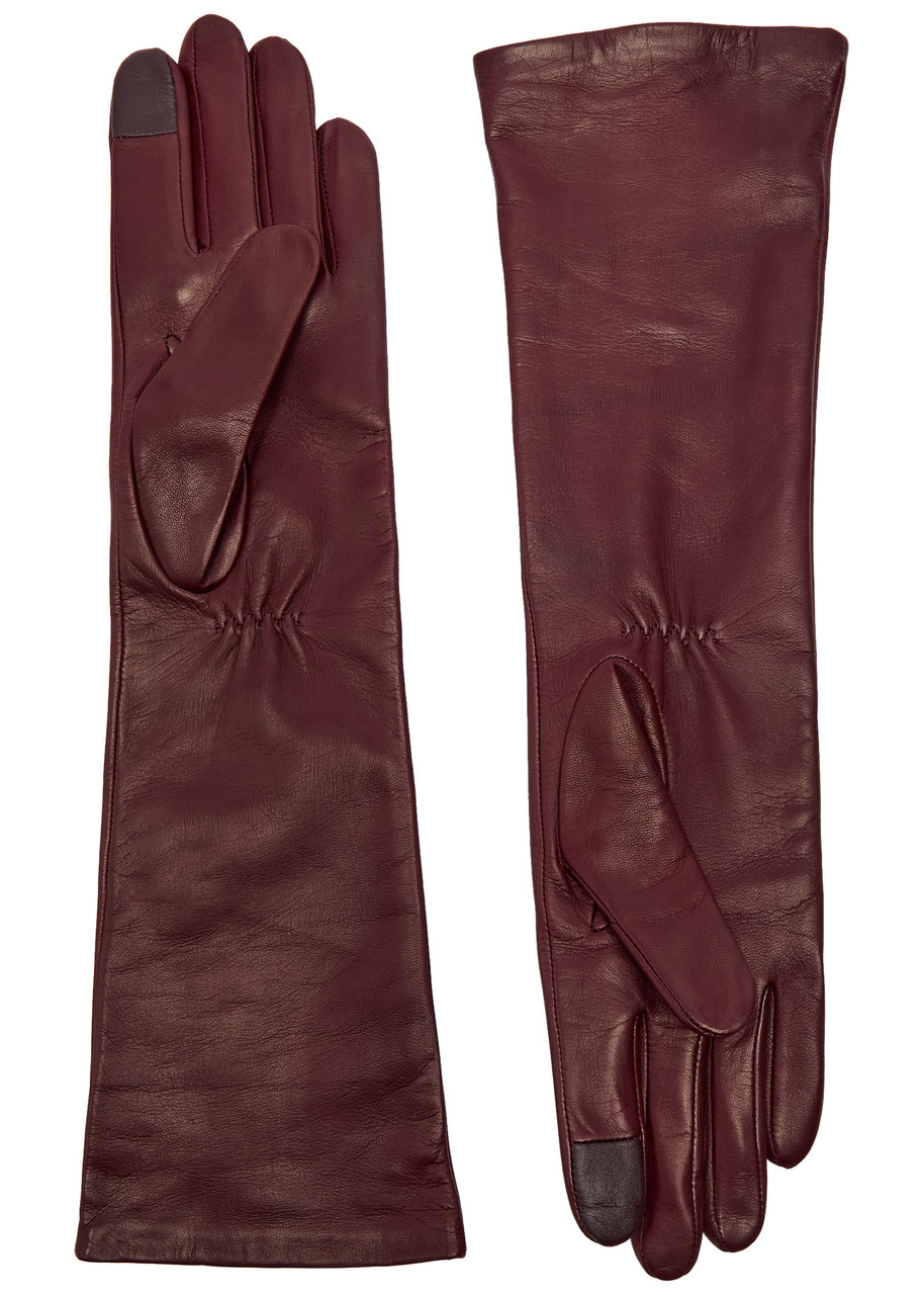 Handsome Stockholm Essentials Long Leather Gloves - Burgundy - S