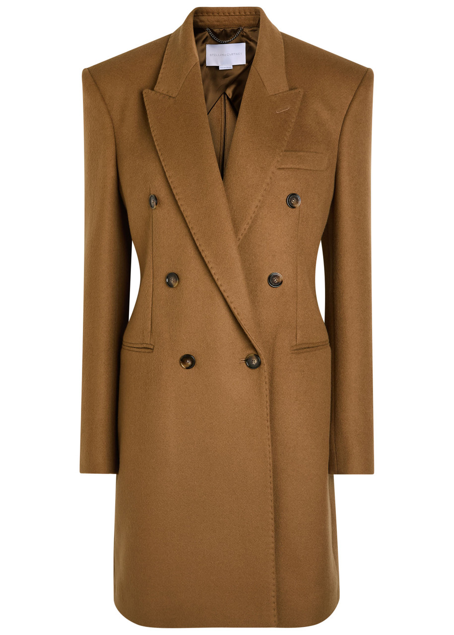 Stella Mccartney Double-breasted Wool Blazer In Brown